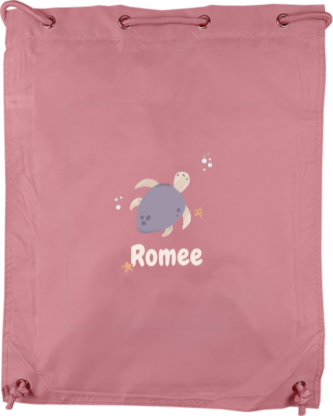 Gymtas met naam en schildpad