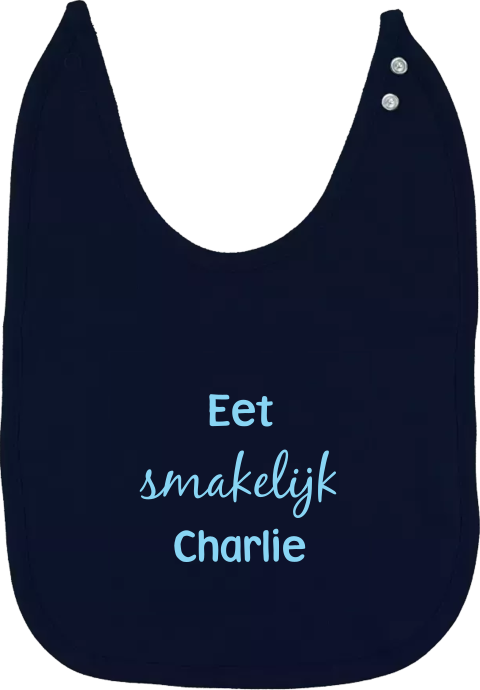 Slabbetje met typografie en naam