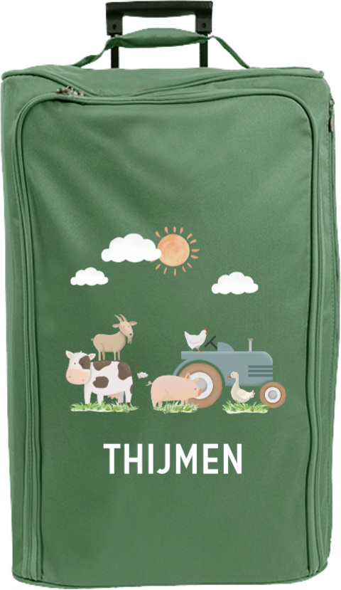 Stoere reistrolley XL met boerderijdieren en naam