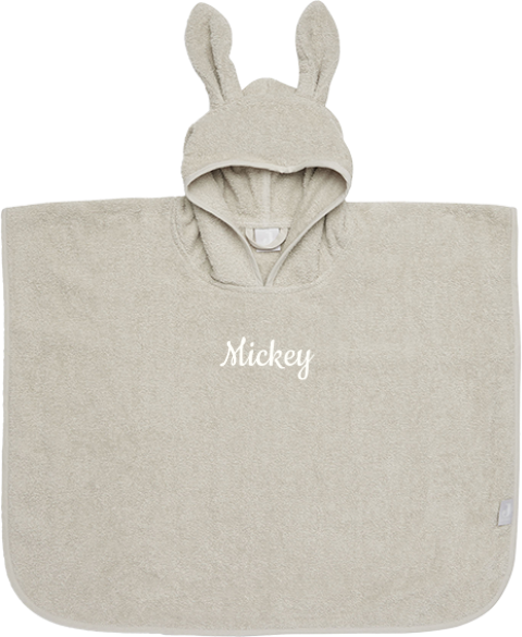 Jollein badponcho met oortjes en geborduurde naam