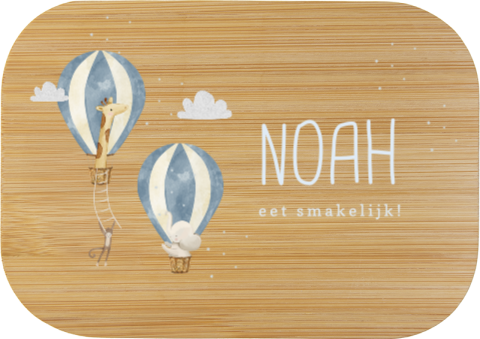 RVS broodtrommel met luchtballonnen en jungledieren