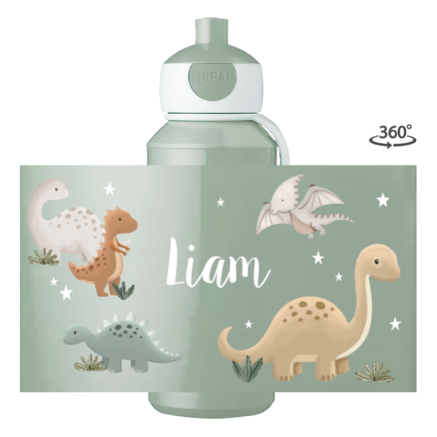 Mepal pop-up drinkfles Campus met dino's en naam