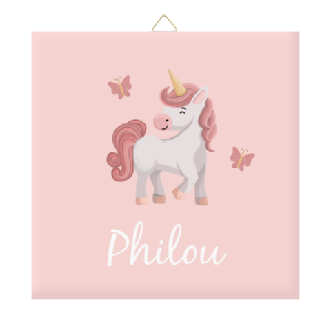 Lief geboortetegeltje roze met eenhoorn
