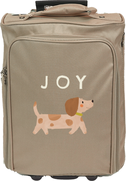 Lieve reistrolley met teckel en naam