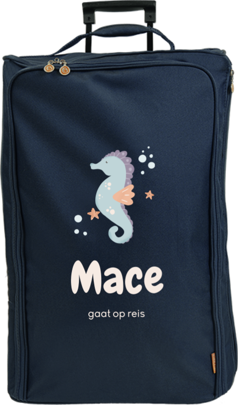 Reistrolley XL met naam een schattig zeepaardje