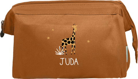 Toilettas met naam, initiaal en giraffe