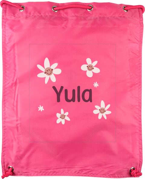 Gymtas met naam en bloemen met gezichtje