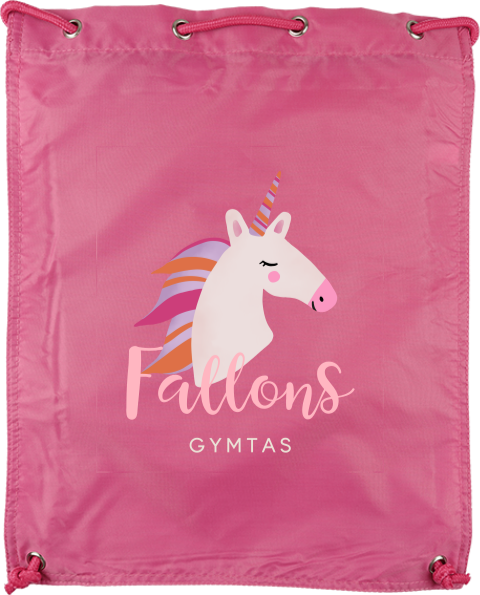 Gymtas met naam en unicorn