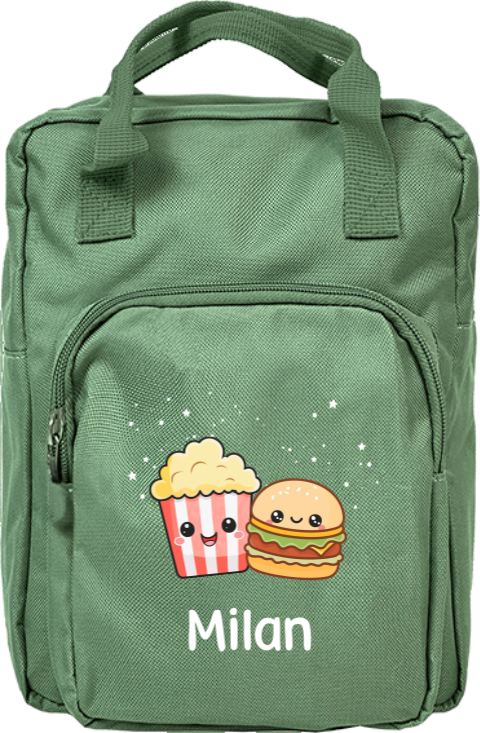 Vrolijke rugtas Classic met Kawaii illustraties en naam