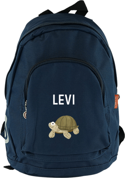 Avontuurlijke rugzak junior met naam en schildpad