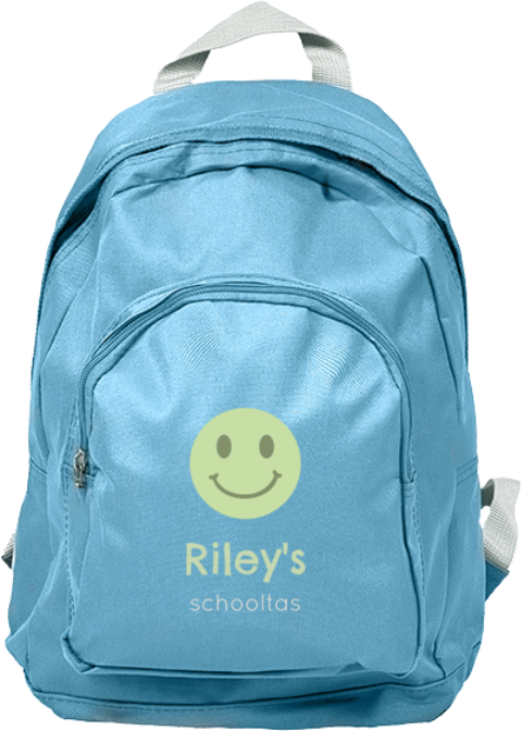 Rugzak junior met groene smiley en naam