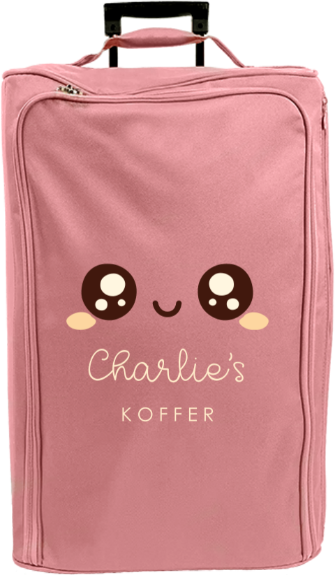 Reistrolley XL met naam en kawaii gezichtje