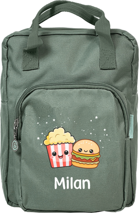 Vrolijke rugtas Classic met Kawaii illustraties en naam