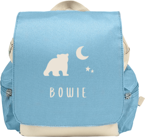 Avontuurlijke rugtas Adventure met silhouet van beer en naam