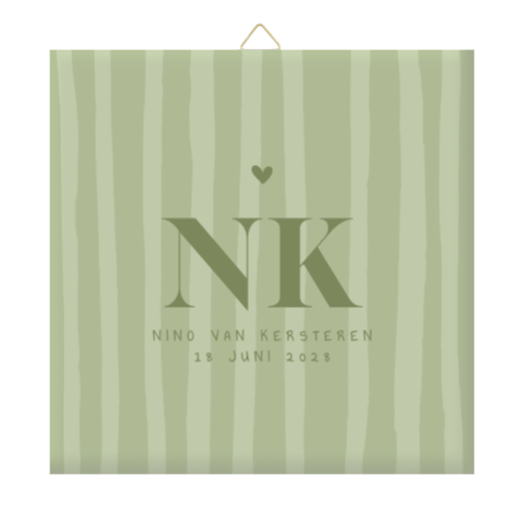 Vrolijk geboortetegeltje groen met strepen