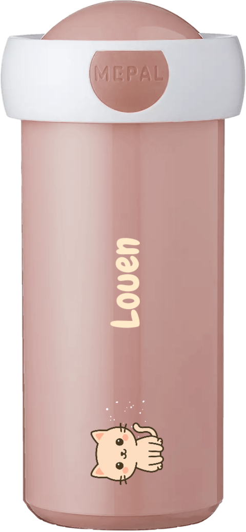 Mepal drinkbeker Campus met naam en kawaii poes