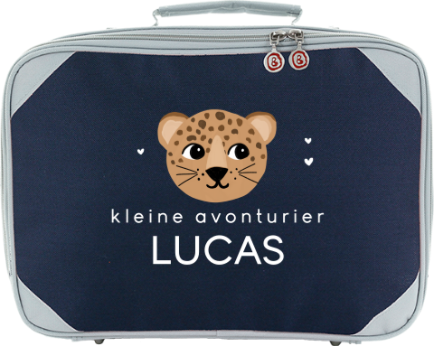 Koffer met naam en vrolijke panter