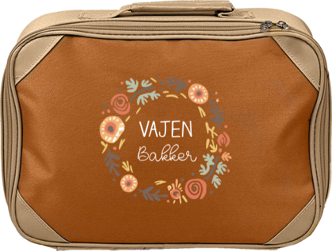 Kinderkoffertje met naam en bloemencirkel