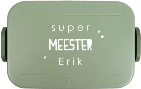 Mepal broodtrommel met naam meester en sterren