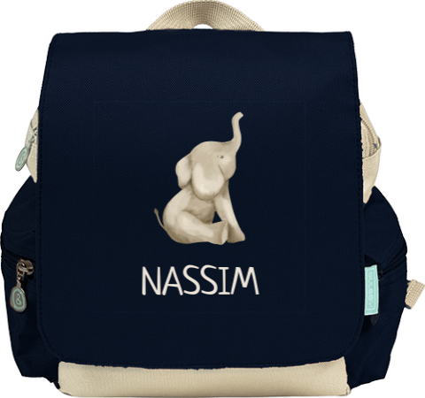 Rugtas Adventure met naam en watercolor olifantje