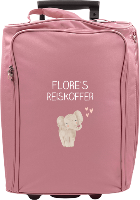 Lieve reistrolley met olifant, hartjes en naam