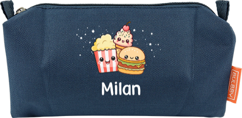 Etui met vrolijke Kawaii illustraties en naam