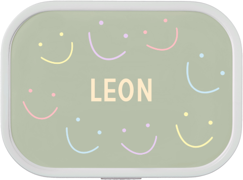 Mepal broodtrommel campus met kleurrijke smileys en naam