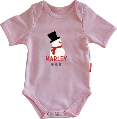 Kerst rompertje met naam en sneeuwpop