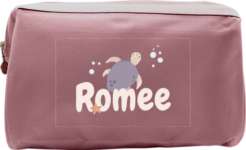 Toilettas met naam en zeeschildpad