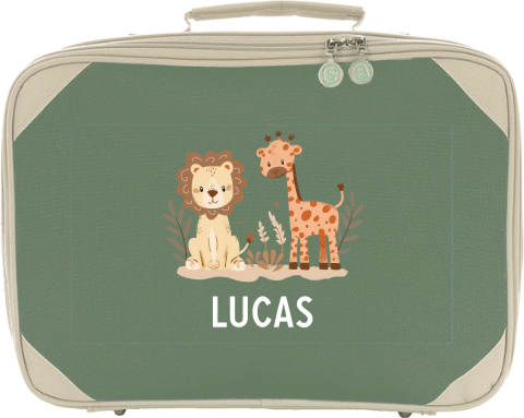 Koffer met naam en jungledieren