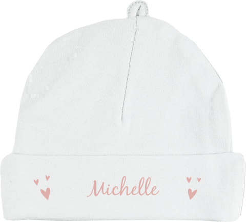 Babymuts met hartjes en naam