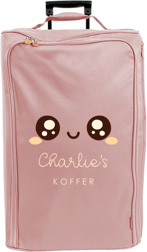 Reistrolley XL met naam en kawaii gezichtje