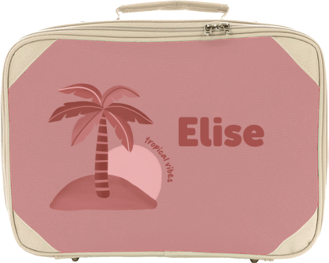 Koffertje met naam en tropisch eiland
