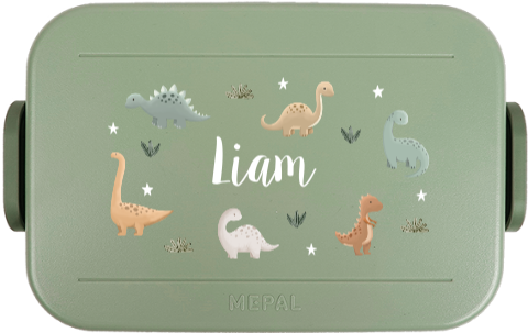 Mepal broodtrommel To Go met naam en dino's