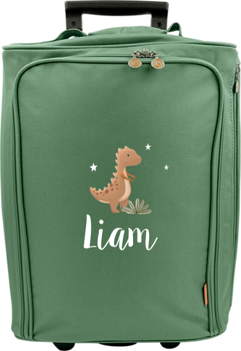 Reistrolley met naam en dino