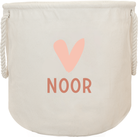 Speelgoedmand met naam en hartje