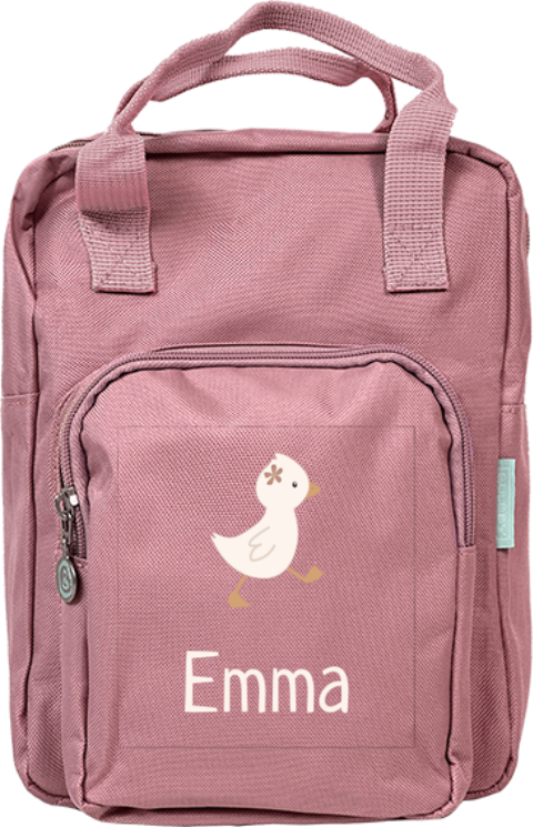 Rugtas Classic met gans, bloem en naam