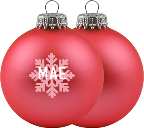 Glazen kerstbal met sneeuwvlok en naam