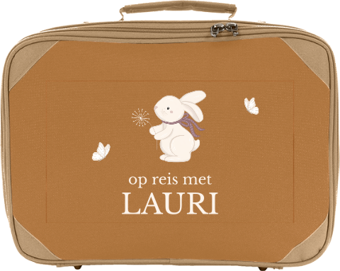 Gepersonaliseerd kinderkoffer met konijntje en vlinders
