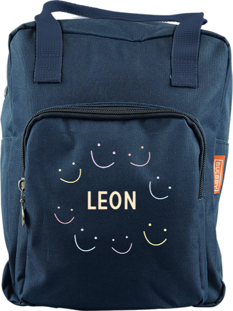 Vrolijke rugzak classic met smileys en naam