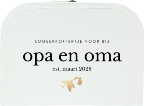 Koffertje met zwangerschapsaankondiging voor opa en oma