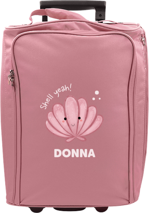 Lieve reistrolley met roze schelp en naam