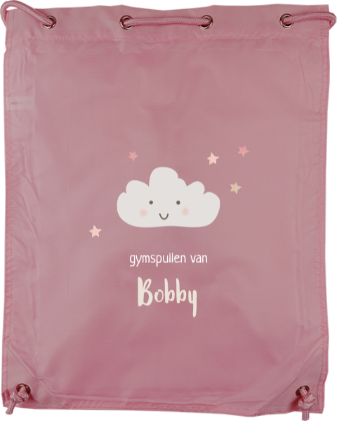 Gymtas met gezichtwolkje, sterretjes en naam