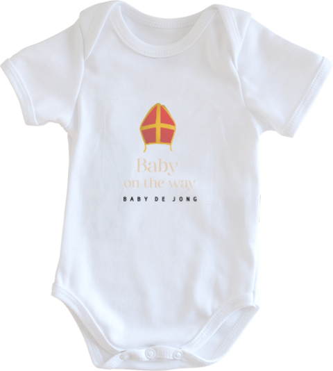 Zwangerschapsaankondiging sinterklaas romper met mijter