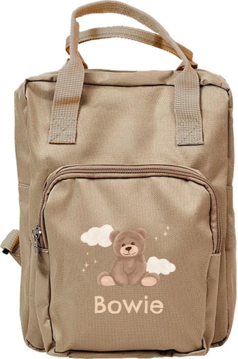 Rugtas classic met beertje en naam