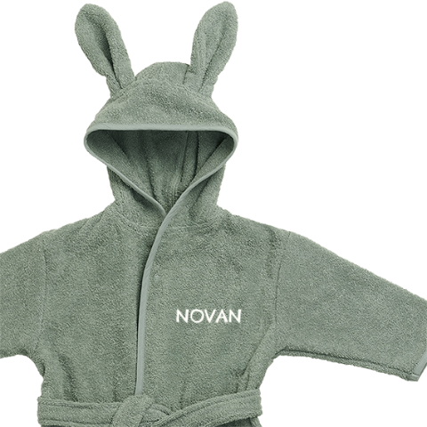 Jollein badjas met oortjes en geborduurde naam