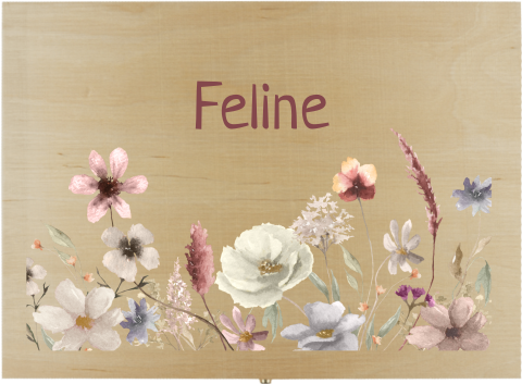 Vrolijke knutseldoos met watercolour bloemen en naam