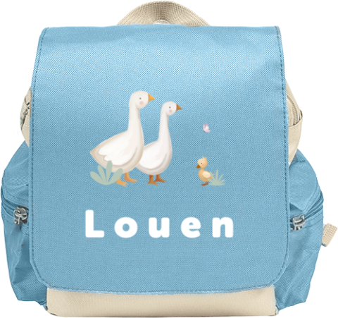 Lieve rugtas Adventure met gansjes en naam