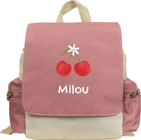 Vrolijke rugzak Adventure met kersjes en naam