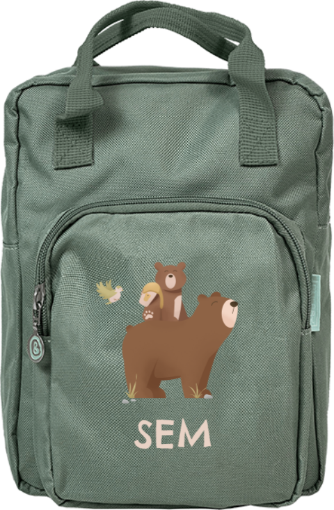 Rugtas Classic met naam en twee beren